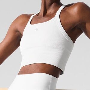 alo yoga Seamless Ribbed Favorite Bra Tank - White